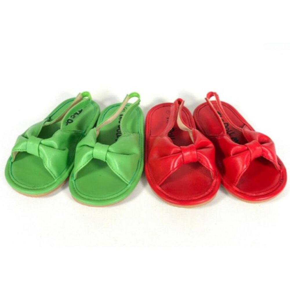 Toddler Girl Sandals Size 5 Lot 2‎ Bow Faux Leather NWOT Red Green